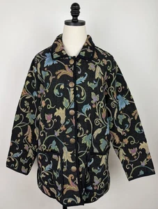 Vintage Gobelin Jacke Damen groß Barock Botanical Chore Mantel Scheunenjacke - Bild 1 von 13