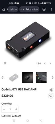 Amplificador de auriculares USB Qudelix-t71 Dac (bal 2,5 y 4,4 mm 8 vrms, unbal 3,5 mm 4 vrms) Foto 1 de 4
