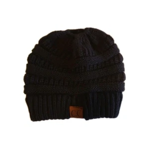 C. C. Women's Black Winter Beanie Hat Slouchy Knitted  - Picture 1 of 4