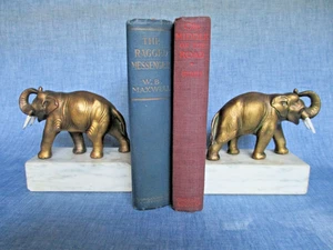 Vintage Messing Elefant Buchstützen Marmorsockel - Bild 1 von 8