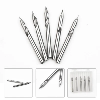 5pcs 30° V Groove Engraving Tool Flat Bottom CNC Spiral Router Bits 1/8 Shank - image 1 of 4
