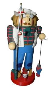 Kurt S. Adler Christmas Nutcracker 12" Man Fishing with Box - Picture 1 of 7