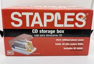 Vintage Staples 40 Disc CD Storage Box Case NEW With Labels DVD Retro Office - Picture 1 of 3