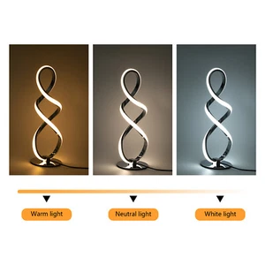 Desktop Corded Bedside Lamp, LED Table Lamp for Bedroom Spiral Table Lamp - Picture 1 of 12