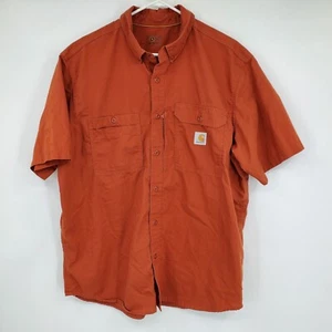 Carhartt Force Relaxed Fit Orange Short Sleeved Collared Button Down Shirt XL - Picture 1 of 10