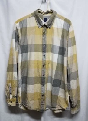 Camisa de vestir de manga larga con botones Gap para hombre, amarilla a cuadros talla XL USADA EN EXCELENTE ESTADO  Foto 1 de 4