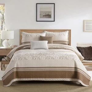 100% Cotton Quilt Set King Size, Patchwork Quilt Bedding Set Bedspreads, Botanic - Picture 1 of 7