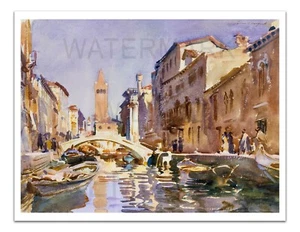 John Singer Sargent Venezianischer Kanal 1913 Vintage Gemälde 17x22 Premium Kunstdruck - Bild 1 von 2