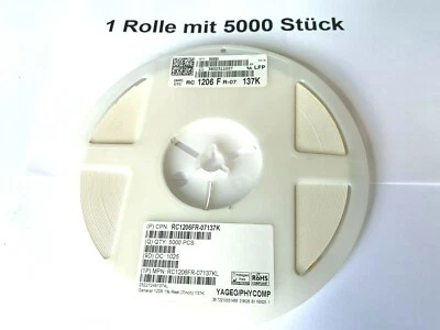 YAGEO 5000 x 137K,1206, 1%, Widerstand, PHYCOMP, RC1206FR-07137KL, 1 Rolle 5000 Stück