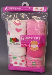 Fruit of the Loom Girl's Assorted Cotton Hipsters Underwear Pack of 6 (6 Pair) - Picture 1 of 4