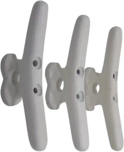 Rustic Weathered White Cast Iron Boat Cleat Wall Hooks, Home Décor, Set of 3 - Picture 1 of 3