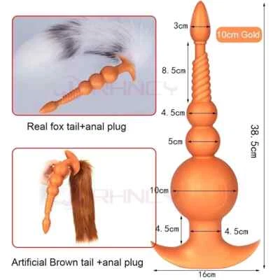 Enorme Plug Anal con Cola Largo Butt Plug Suave Líquido Silicona Juegos con disfraces Juguete Sexual Lote Foto 1 de 4