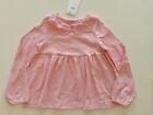 M&S Girls Pure Cotton Lace Trim, Long Sleeve Top, Pink Age 6-7 Years