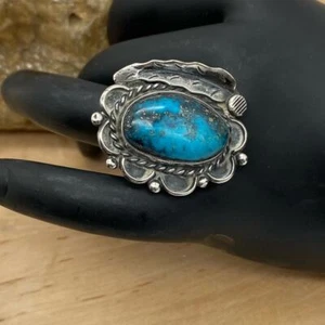 Vintage Navajo Traditonal style Sterling Silver Kingsman Turquoise Ring - Picture 1 of 4
