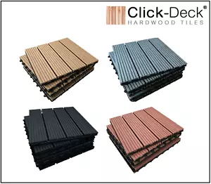 CLICK-DECK - COMPOSITE Decking Tiles Interlocking Deck Tile Patio Balcony Garden - Picture 1 of 60