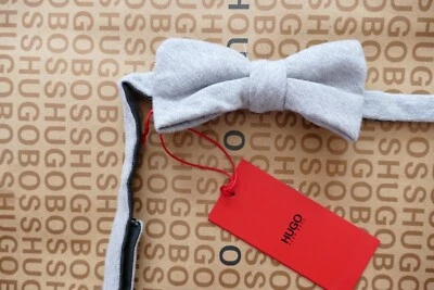 Nuevo Hugo BOSS para hombre unisex gris inteligente esmoquin graduación traje de boda formal camisa moño corbata Foto 1 de 4