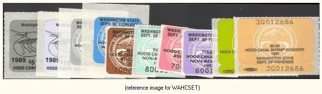 D2K Washington Hood Canal Shrimp Cplt Set 1989-93(10) - Image 1 of 1
