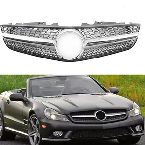 Front Racing Grille For Mercedes Benz R230 SL Class 2009-12 Silver - Picture 1 of 9