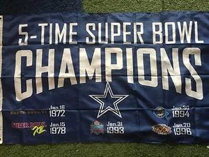 Dallas Cowboy Football 5-Time Super Bowl Champions Flag 3x5ft W/SB Logo TX ship - Picture 1 of 4