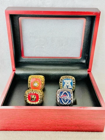 4 PCS Denver Broncos AFC Championship Ring Set W Case, 🇺🇸 SHIP Cover