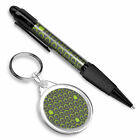Pen & Keyring (Round) - Eco Green House Pattern Home #21488
