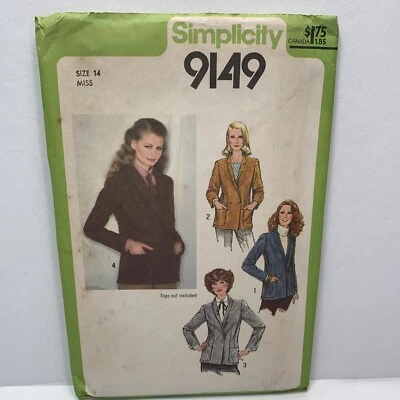 Simplicity 9149 Misses Jacket Blazer Sewing Pattern 14 Bust 36"*Uncut* - Image 1 of 3