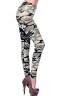 Women's Plus Camouflage Military Look Pattern Printed Leggings - Lt Grey Charcoa