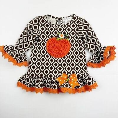Vestido Emily Rose Niñas Talla 2T Otoño Calabaza Manga Larga Marrón Naranja Foto 1 de 4