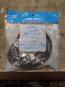 NOS RadioShack 20-FT Cable RG-58. 52-Ohm 278-967 HAM Shortwave CB Radio USA - Picture 1 of 4