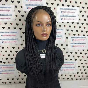 Side Cornrows Wig Box Braids Braided Lace Frontal Full Lace Wigs For Black Women - Picture 1 of 10
