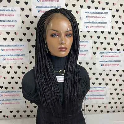 Peruca lateral Cornrows caixa tranças renda trançada frontal perucas de renda completa para mulheres negras - Imagem 1 de 4
