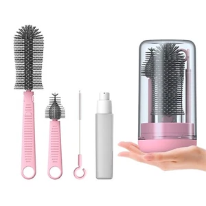 Travel Bottle Brush Set, 6-in-1 Baby Bottle Cleaning Kit with Silicone Brush Set - Picture 1 of 6