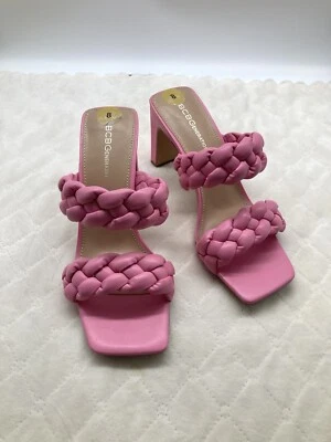 Sandalias BCBG Generation para mujer rosa sin cordones zapatos de salón trenzados deslizables Finaa 8 Foto 1 de 4
