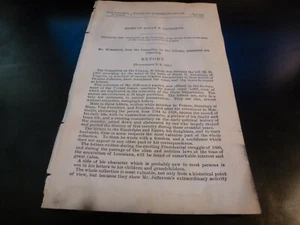 Government Report 1898 Relief Heirs Sarah Randolph Thomas Jefferson's Papers - Picture 1 of 1