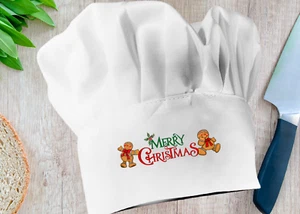 Merry Christmas Gingerbread Chef Hat Adult Novelty Polyester Chef's Hat - Picture 1 of 3