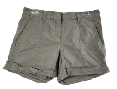 Theory 女式 4 码短裤铐边斜纹布口袋腰带绿色棉 — 第 1/3 张图片