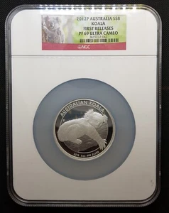 2012 P $8 AUSTRALIA PROOF SILVER KOALA NGC PF69 ULTRA CAMEO 5 OZ .999 FINE - Picture 1 of 5