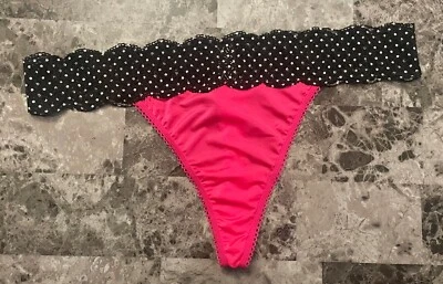 NUEVO SIN ETIQUETAS BRAGAS TANGA VICTORIA'S SECRET L ROSA LISO ENCAJE LUNARES VINTAGE RARAS Foto 1 de 3