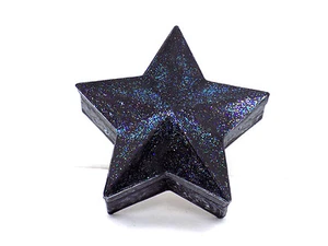 Star Shaped Trinket Box PAINTED BLACK WITH SPARKLES, HARD CARDBOARD BY PETALS - Picture 1 of 3