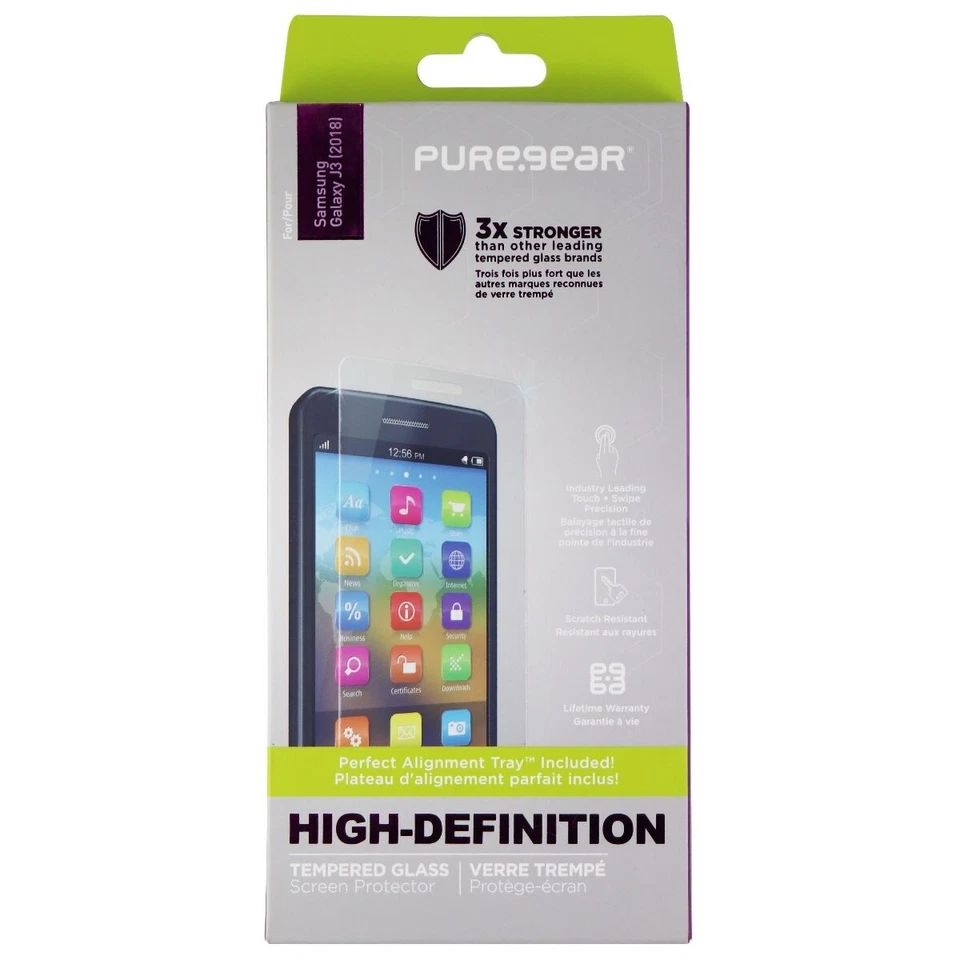 PureGear HD Tempered Glass Screen Protector for Samsung Galaxy J3 (2018) - Clear - Image 1 of 1