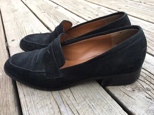 Zapatos Mocasines Aquatalia Cuero Gamuza Negro Talla 8.5 Mujer’s Italia - Imagen 1 de 12