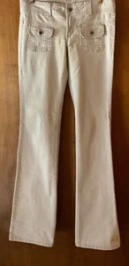Vintage LEI Stretch Cotton Flare Bell Bottom Pants Size 3 Beige w/Pockets - Picture 1 of 4