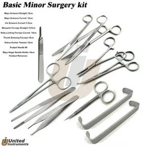 11Pcs Basic Minor Surgery Kit Surgical Dissecting Instruments Delicated Forceps - Picture 1 of 11