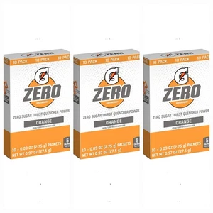 3 cajas de 10 paquetes de polvo Gatorade G Zero, naranja BB:31/07/25 - Imagen 1 de 3