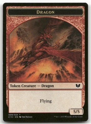 Dragon // Dragon Double-Sided Token #9 // 9 (MP) Commander 2015 C15 Magic MTG - Image 1 of 2