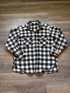 Vintage LL Bean Flannel Shirt Men's XL White Black Buffalo Check Wool Made USA  - Picture 1 of 8