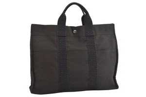 Authentic HERMES Vintage Her Line MM Hand Tote Bag Nylon Gray 7656M - Bild 1 von 10