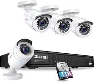 ZOSI H.265+ Full 1080p Home Security Camera System 8CH-4Cam-1TB, 8CH-4Cam-1TB - Picture 1 of 9