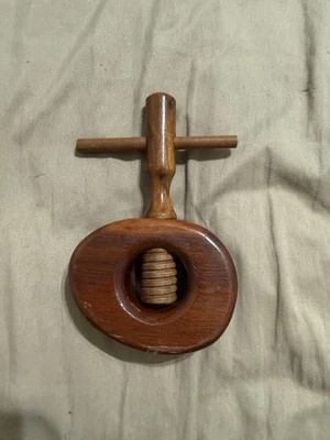 Vintage Hand Made Carved Wooden Wood Twist Screw Nutcracker Nut Cracker  - Image 1 of 4