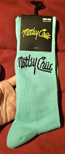 MOTLEY CREW BAND MUSIC MINT GREEN TEAL SOCKS ONE SIZE MEN/WOMEN STOCKING STUFFER - Picture 1 of 3